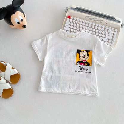 Disney Cartoon Baby T-Shirt – Cute Minnie Printed Summer Tee for Girls & Boys, Short Sleeve Crewneck Kids Tops
