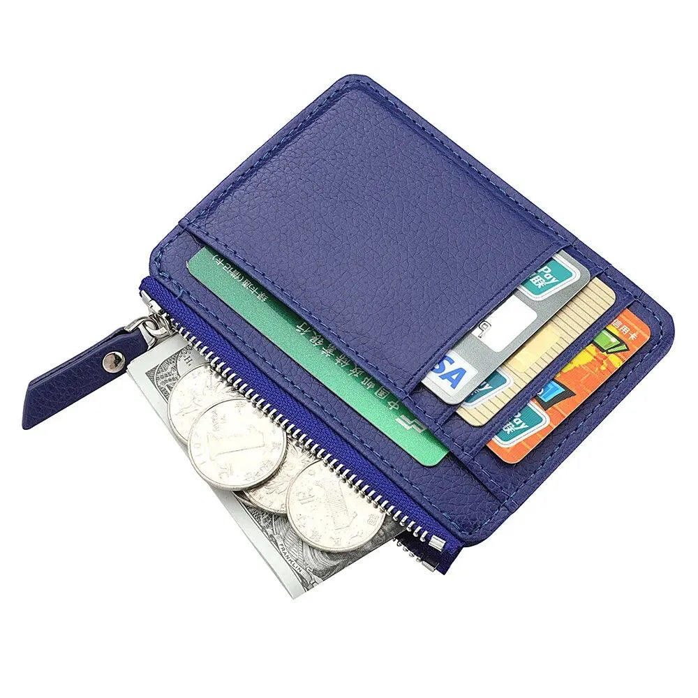 Mini Credit Card Wallet for Men – Slim ID Holder with Zipper, Small Sleeve-Style Short Coin Wallet