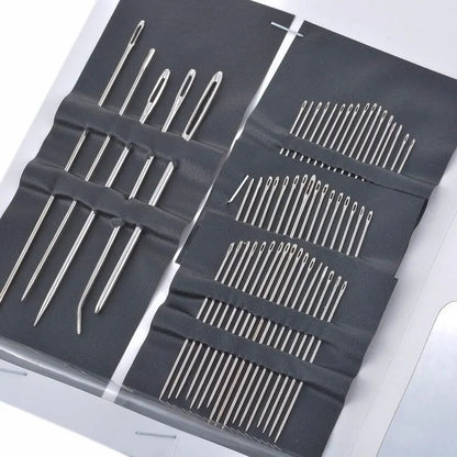 55 Piece Stainless Steel Sewing Needle Set - Big Eye Needles in Various Sizes for Needlework, Embroidery, and Sewing