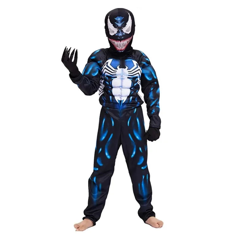 Kids Black Spider Costume - 3D Spandex Superhero Jumpsuit for Halloween Cosplay & Dress-Up