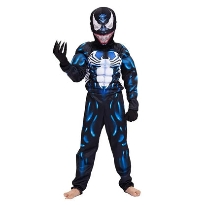 Kids Black Spider Costume - 3D Spandex Superhero Jumpsuit for Halloween Cosplay & Dress-Up