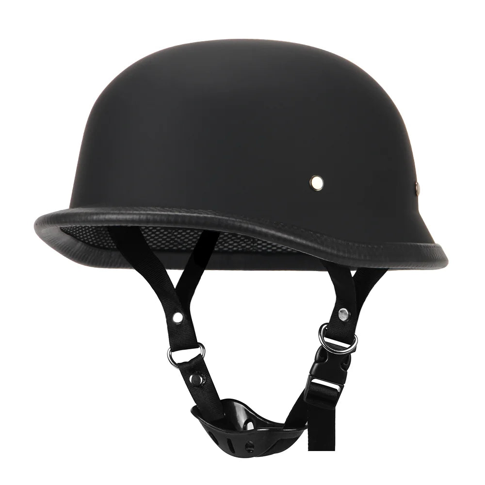 German Leather Motorcycle Half Helmet - Vintage Open Face Biker Helmet, DOT Certified, Casco Moto for S-XXL Sizes