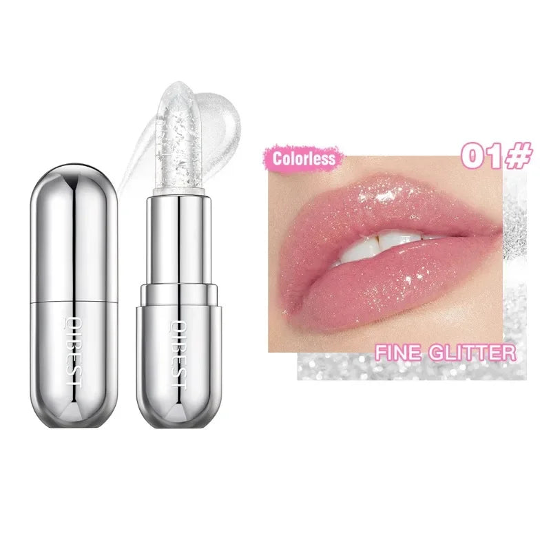 Soft Jelly Color-Changing Lipstick – Glossy Hydrating Glitter Lip Balm with Sparkling Red Shade