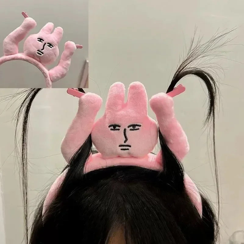 1–20PCS Pink Bunny Plush Headbands – Cute Fun Hair Bands for Bangs, Photos & Costume Decoration