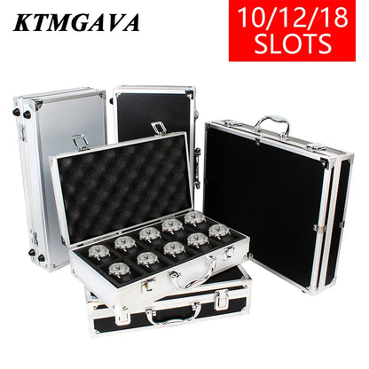 Aluminum Alloy Watch Storage Box – 10/12/18 Grid Large Capacity Black Jewelry Organizer Gift