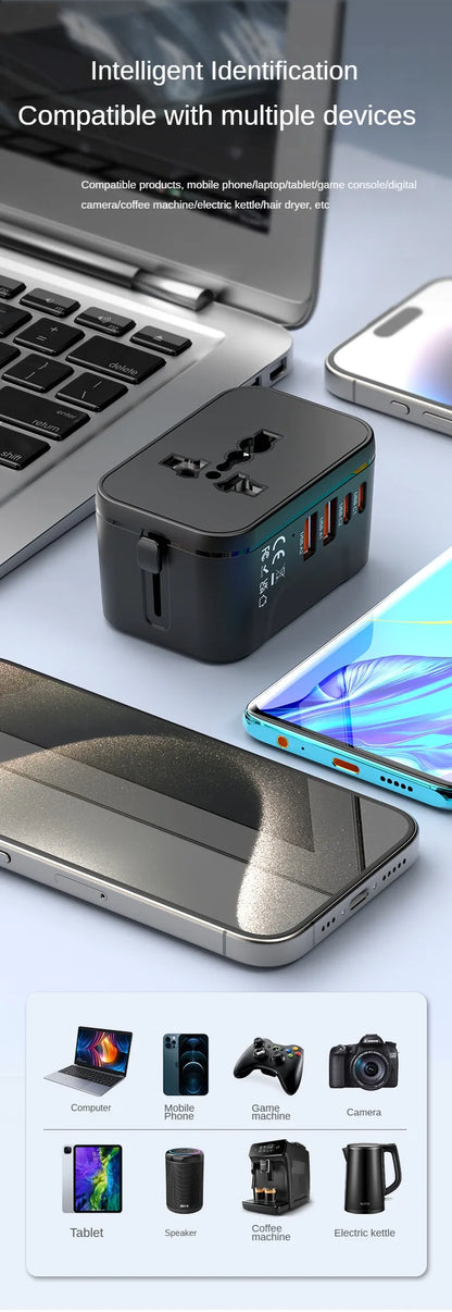 GaN Fast Charger Adapter — Multi-Port Global Travel Converter for Worldwide Use