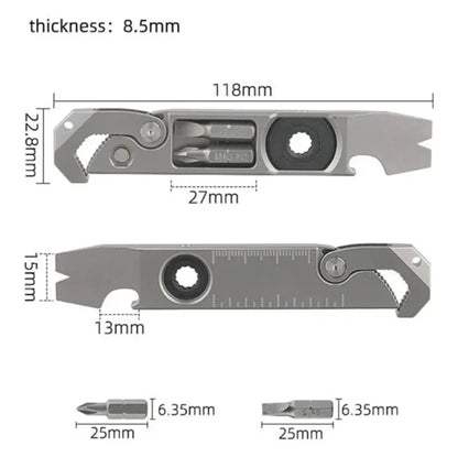 Titanium Alloy Multifunction EDC Tool – Wrench, Pry Bar, Bottle Opener & Screwdriver for Outdoor Use