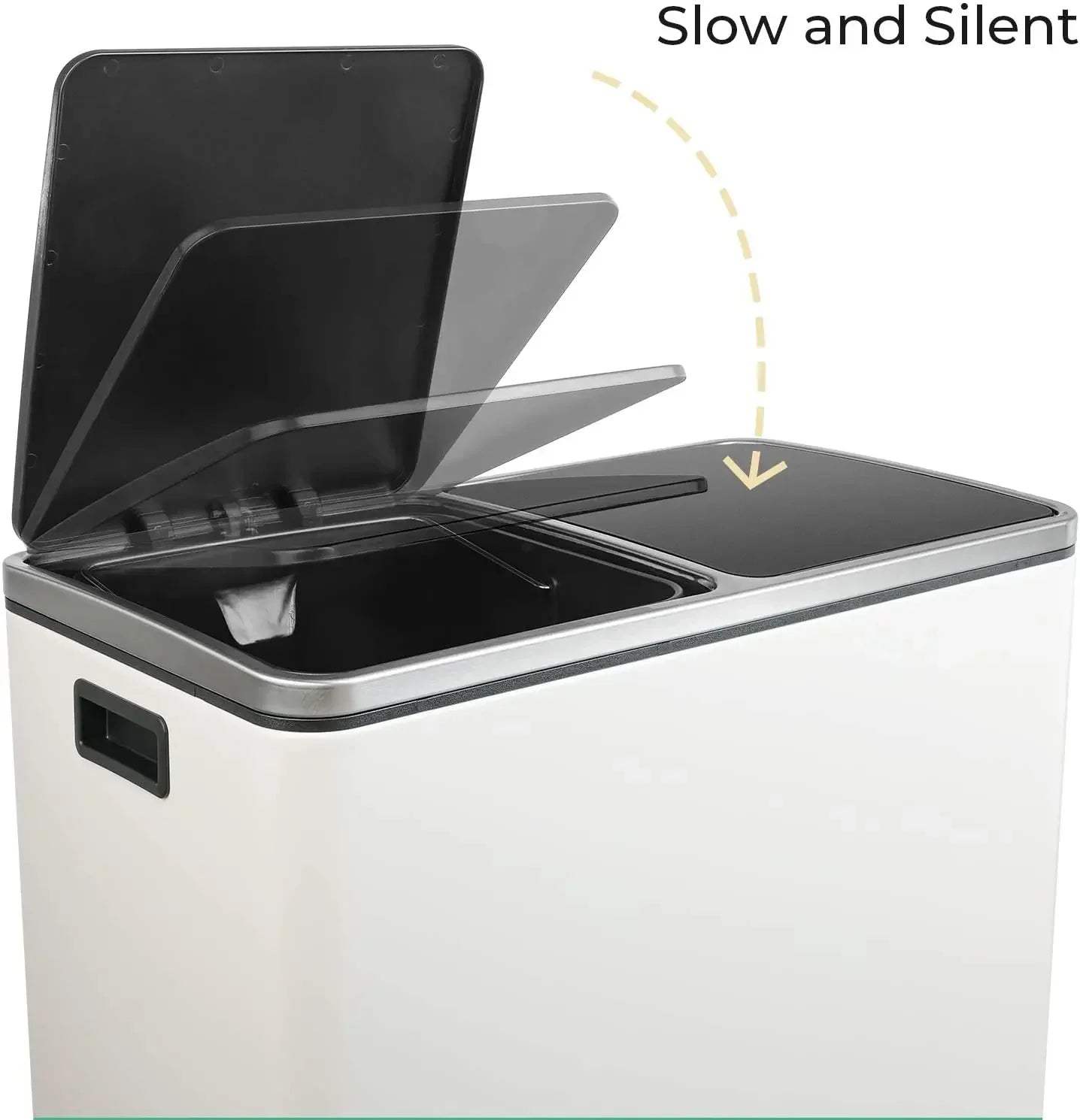 60L Dual Compartment Kitchen Step Trash Can – Hands-Free, Soft-Close Lid, Brushed Stainless Steel