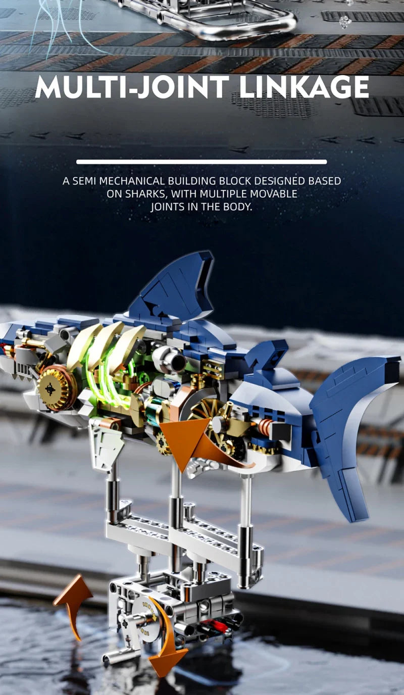 Mechanical Sea Animal Building Blocks Toy – Whale Shark, Octopus, Piranha & Manta Ray with Motor and Lights for Kids