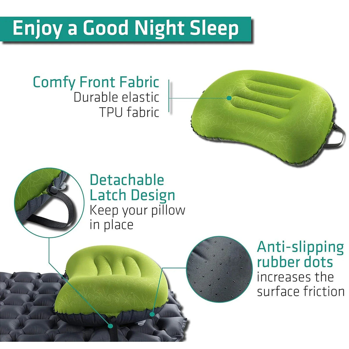 Ultralight Inflatable Camping Pillow – Compact Ergonomic Neck & Lumbar Support for Hiking, Travel & Backpacking