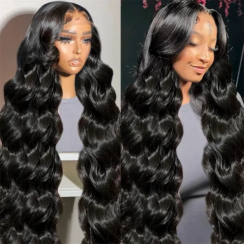 250% High Density Body Wave Lace Frontal Wig – 13x6 HD Transparent Human Hair, 30-40 Inch, Pre-Plucked for Women