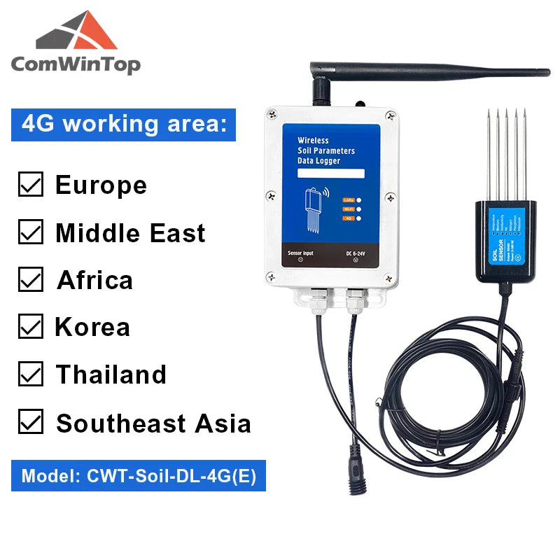 7-in-1 Smart Soil Sensor with WiFi/4G Data Logger – Moisture, Temperature, EC, pH & NPK Monitor with Built-In Battery