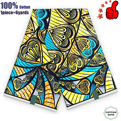 African Real Wax Print Fabric - 100% Cotton Ghana Nigeria Style Ankara Batik Sewing Material