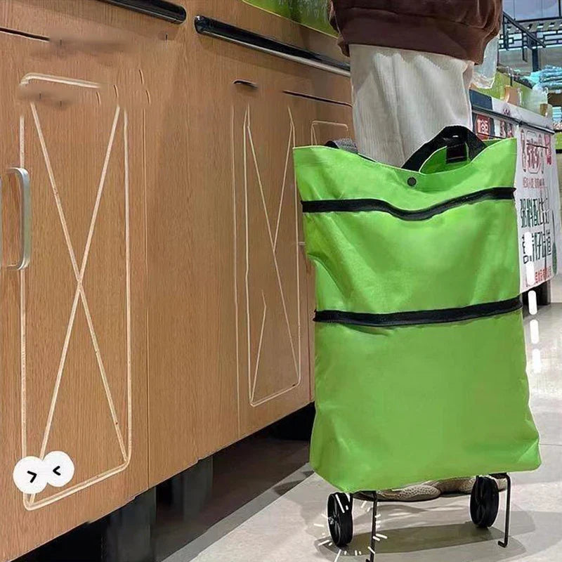 2024 Latest Grocery Trolley - Folding, Portable, Waterproof, with Wheels - Supermarket Shopping Cart, Supports 25 kg