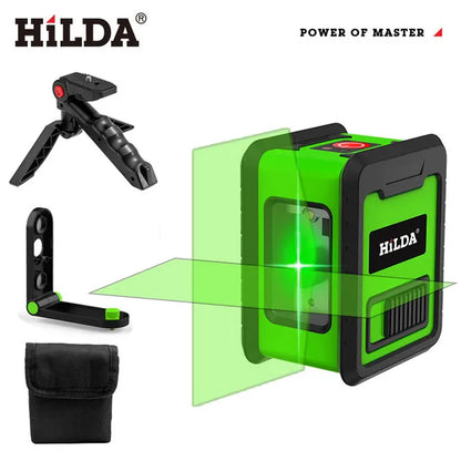 HILDA 2-Line Green Laser Level Meter | Self-Leveling Horizontal & Vertical Laser Tool