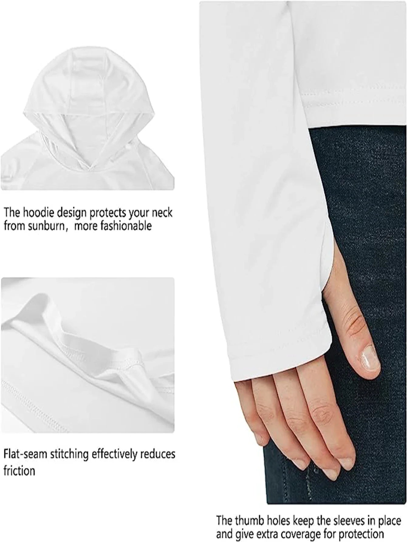 Women’s Sun Protection Hoodie – Thumb Hole & Hidden Ponytail Hooded UV Running Fitness Shirt Breathable Outdoor Sports Top