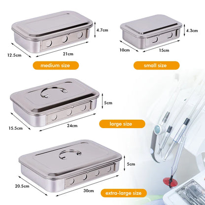 Stainless Steel Dental Disinfection Box – Surgical Sterilization Tray with Holes Medical Steriliser Container for Dentistry Accessories