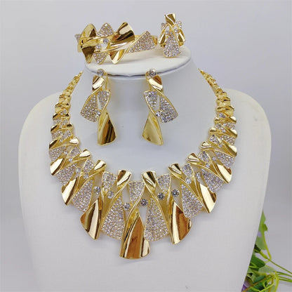 Luxury Two-Tone Jewelry Set - Elegant Bridal Wedding & Engagement Accessories for Women