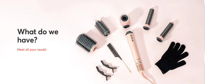 5-in-1 Hair Dryer & Styling Tool – Straightener, 32mm Curling Iron with 300 Million Negative Ions, Quick Drying Hair Care Gift