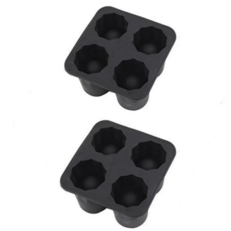 Silicone Ice Cube Mold – 4-Hole Round Press Ice Block Maker for Whiskey, Beer & Drinks | Reusable Cup-Shaped Ice Tray Kitchen Tool