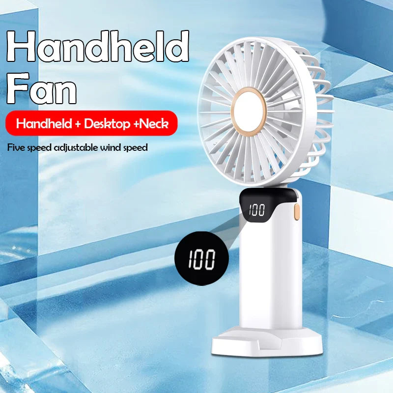 Portable Mini USB Fan – Handheld & Desktop Fan with Phone Holder, 3-Speed Adjustable Wind, Long Battery Life, Multi-Function Cooling Fan