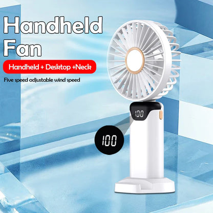 Portable Mini USB Fan – Handheld & Desktop Fan with Phone Holder, 3-Speed Adjustable Wind, Long Battery Life, Multi-Function Cooling Fan