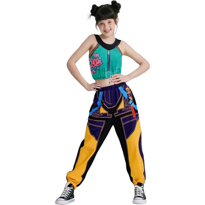 Girls Demon Pop Singer Hunters Costume – Stage Idol Outfit for Kids Halloween and Cosplay Performance