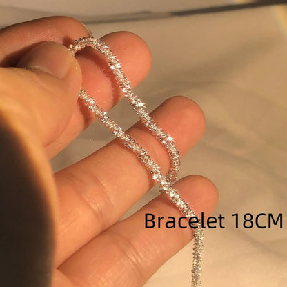 Authentic S925 Sterling Silver Necklace – 2mm Sparkling Collarbone Sweater Chain, Elegant Jewelry Gift for Women
