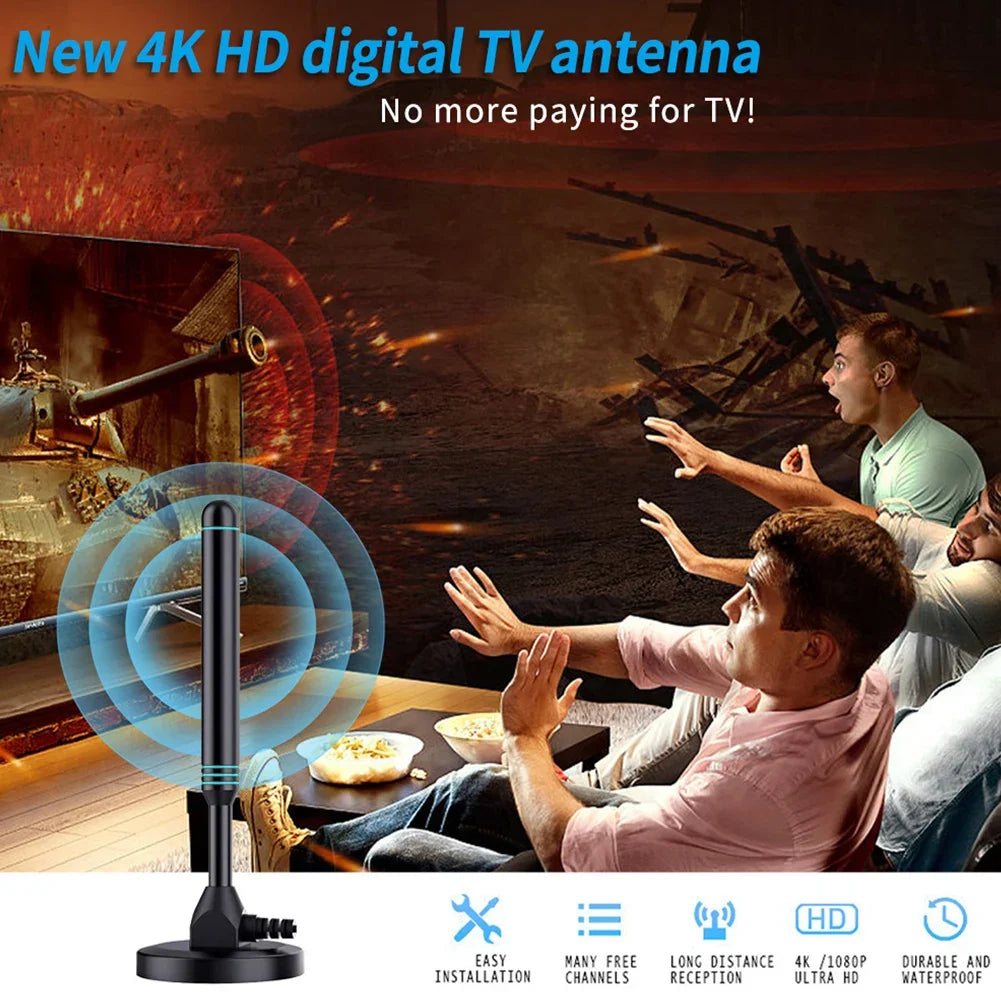 4K/1080P HD Digital TV Antenna - 480+ Miles Long Range Signal Amplifier Indoor & Outdoor HDTV Aerial