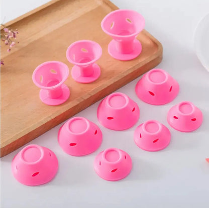 Pink Magic Silicone Hair Curlers – Soft Rubber No Heat, No Clip Hair Rollers with Bag & Hairnet for Curling
