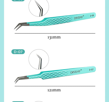 DIYDAY Anti-Slip Tweezers — High-Density Fiber Tip for Eyelash Extensions & Eyebrow Precision Beauty Tools