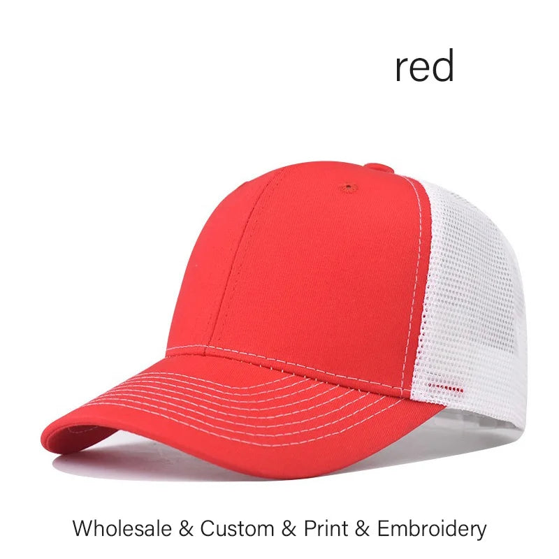 Custom Embroidered Baseball Cap - DIY Logo Mesh Hat for Men & Women, Adjustable Cotton Unisex Cap