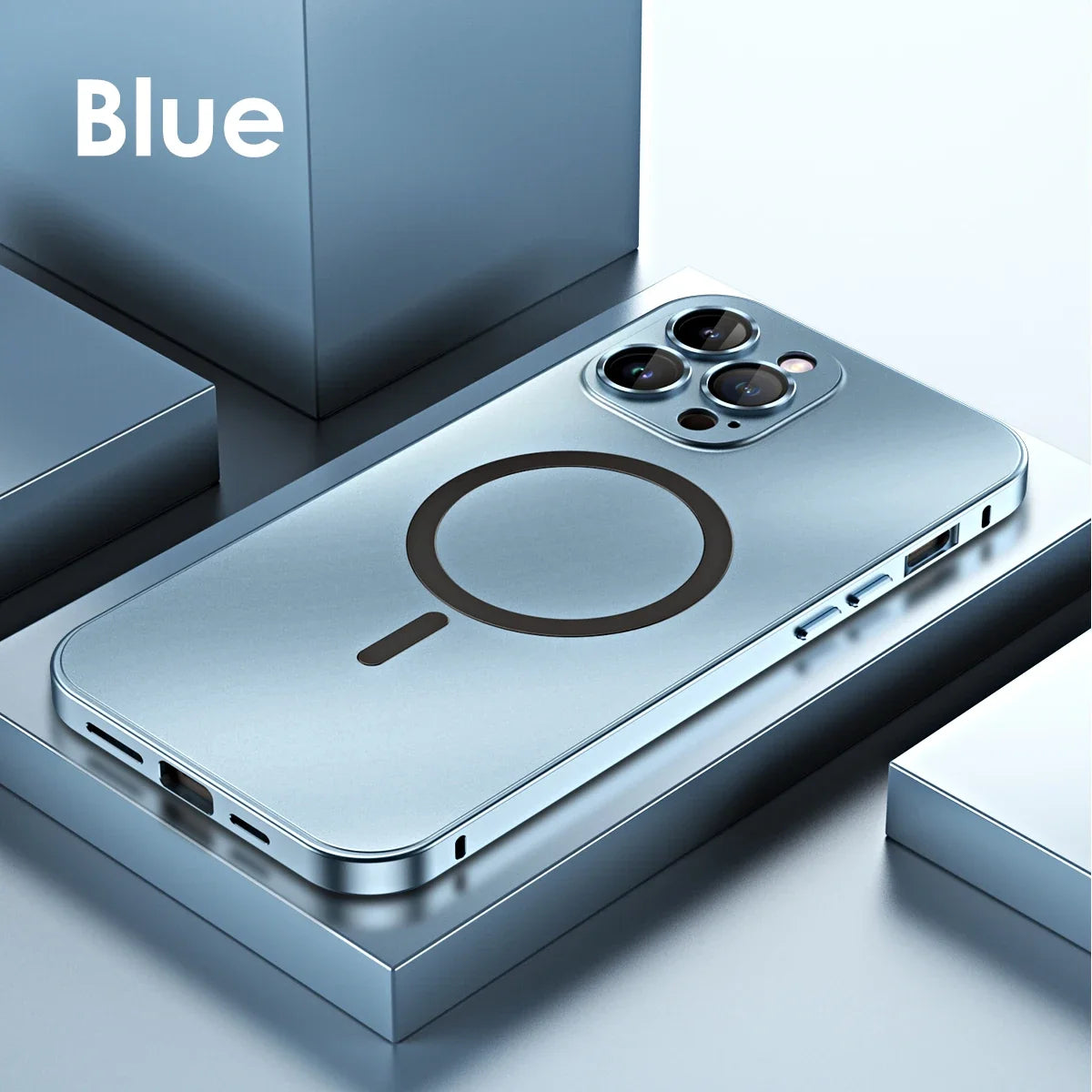 Aluminum Metal Frame Magnetic Case - MagSafe Wireless Charging Cover with Lens Protection for iPhone 12, 13, 14, 15, 16 & 17 Pro Max