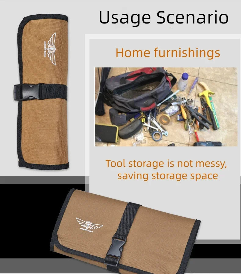 Oxford Cloth Portable Tool Roll – Foldable Wrench & Hammer Storage Pouch for Camping & Toolkit