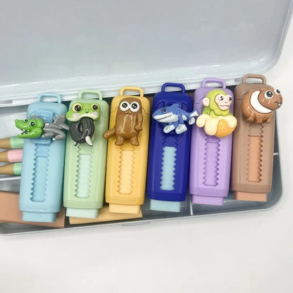 6PCS Italian Brainrot Tung Retractable Pencil Erasers — Kawaii Cute Drawing & Painting School Supplies