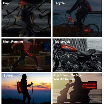 Motorcycle Helmet LED Warning Lights : Night Riding Cold Light Strip EL Waterproof Sticker - 4 Flashing Accessories for Enhanced Safety