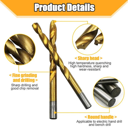 50pcs Titanium Coated Drill Bits Set - High Speed Steel Twist Bit Tool - High Quality Power Tools: 1mm, 1.5mm, 2mm, 2.5mm, 3mm