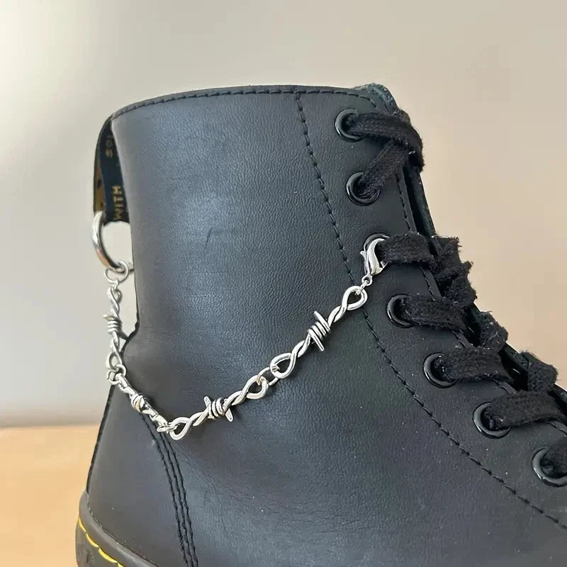 Gothic Punk Shoe Chain - Detachable Double Thorn Shoe Decor with Easy-Release Buckle for DIY Fashion