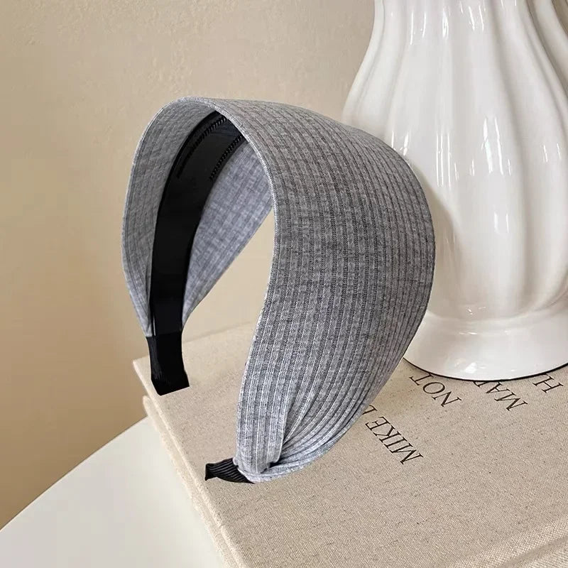 New Soft Wide Knitting Cotton Hairbands for Women & Girls – Korean Solid Turban with Teeth, Head Band Headwear Accessories