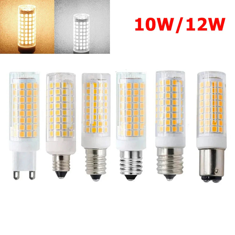 Dimmable LED Corn Light Bulbs – G4/G8/G9/E11/E12/E14/E17/BA15D/GY6.35, 102LEDs 10W-12W 2835 SMD, Cool & Warm White, 110V-220V