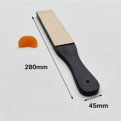 Handmade Wooden Handle Leather Sharpening Strop – Double-Sided Razor Knife Polishing & Home Sharpening Tool