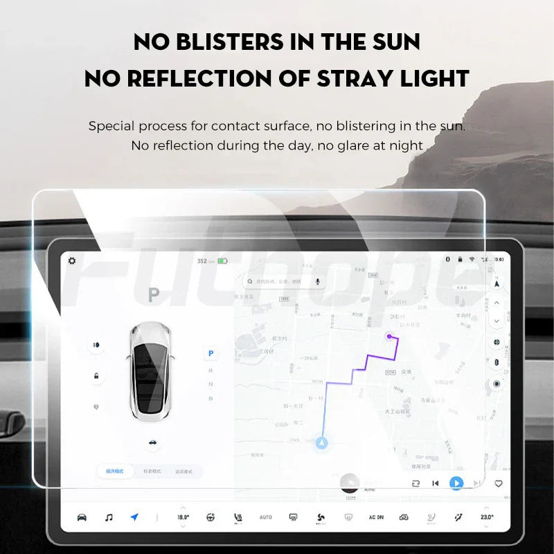 Futhope Tempered Glass Screen Protector – HD Center Control Film for Tesla Model 3/Y Highland (2021-2025) Protection