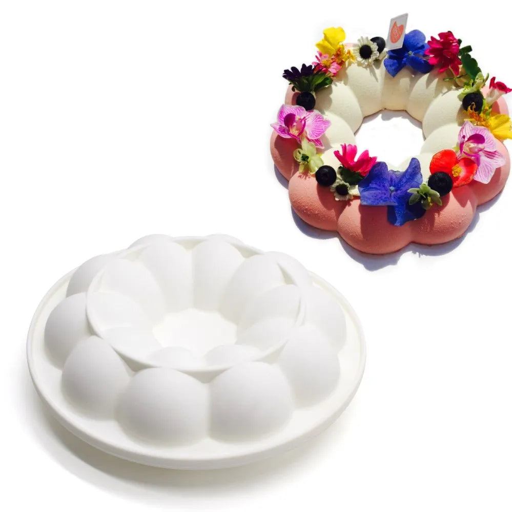 Round Corrugated Big Flower Silicone Mousse Cake Mold – Taiji French Dessert Baking & Chocolate Pudding Tool