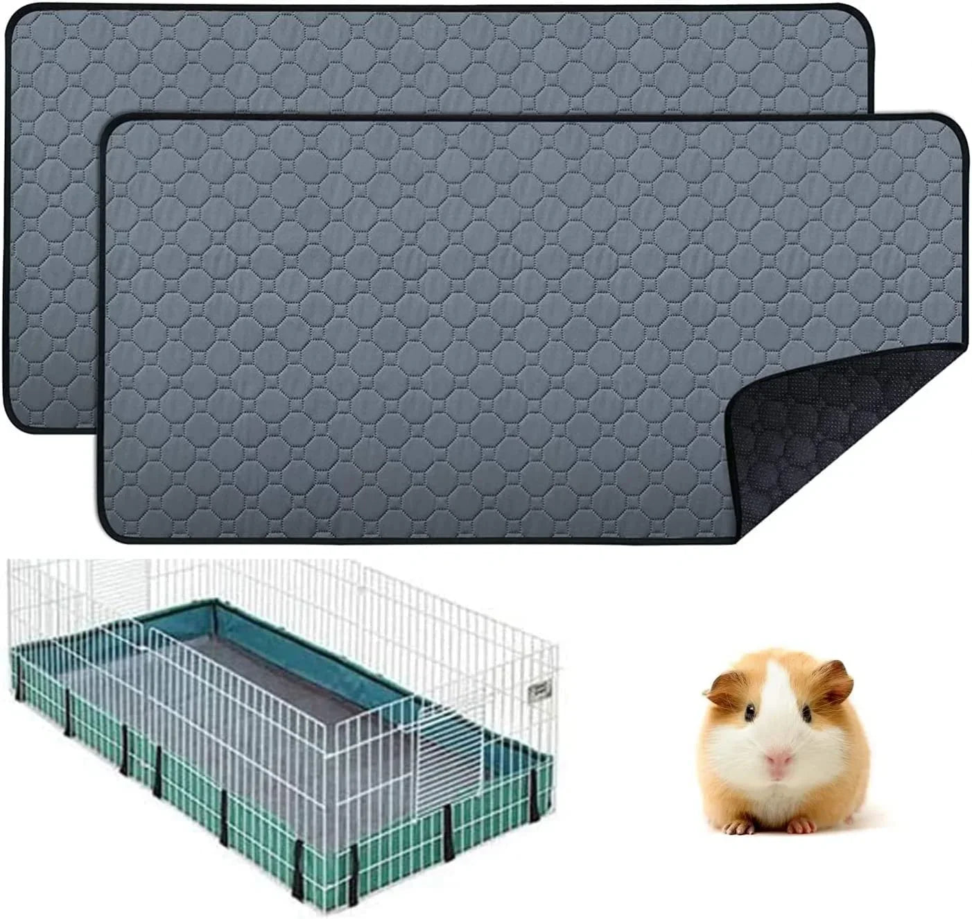 Washable Guinea Pig Cage Lining - Reusable Non-Slip Urinary Pad for Guinea Pig, Cat, and Dog Beds - Comfortable & Hygienic