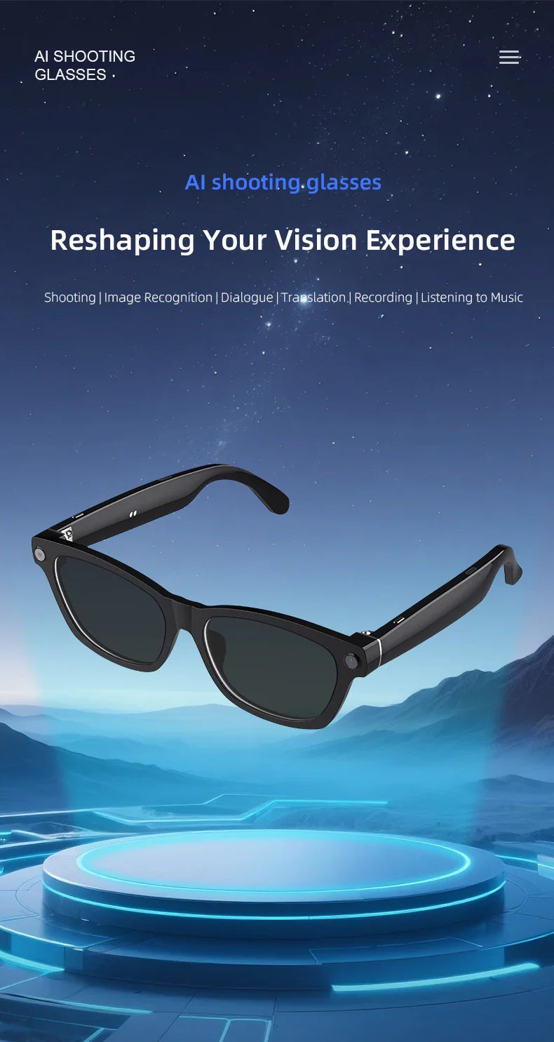 AI Smart Camera Glasses — Polarized Sunglasses with HD1080P Video Recording, WiFi, Bluetooth Calls for Men and Women