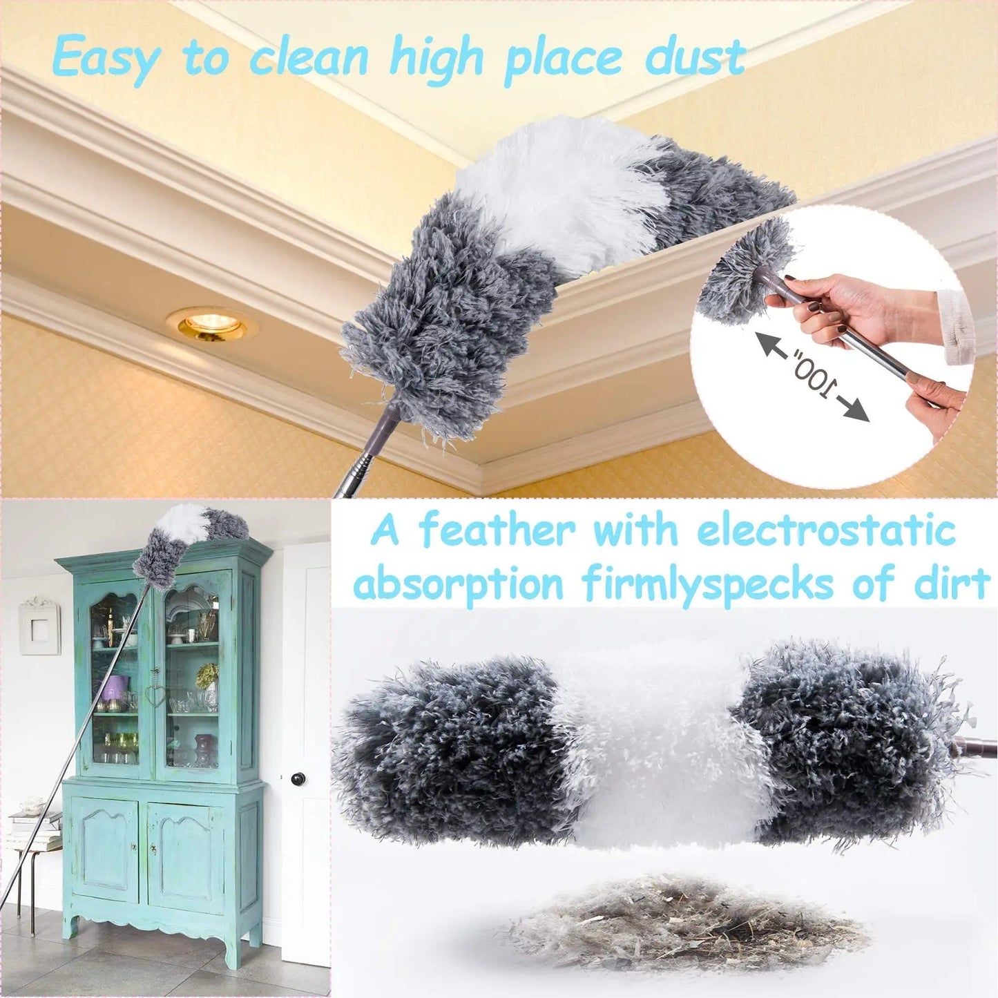Telescopic Microfiber Duster – 250cm Extendable Washable Brush for Spider Web & Dust Cleaning