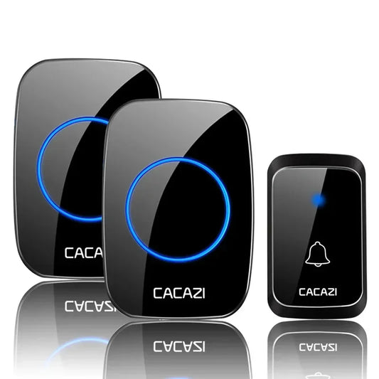 CACAZI A06 DC Battery-Operated Wireless Waterproof Doorbell – 300M Remote, 36 Chimes, Cordless Home Call Bell