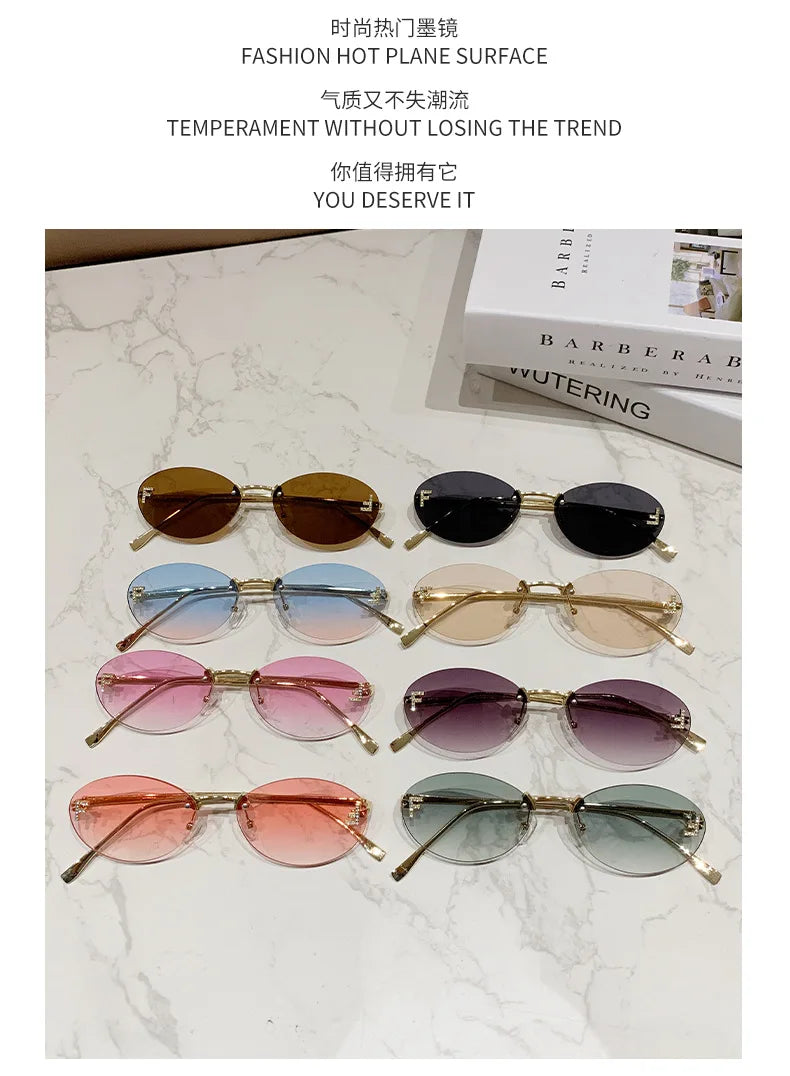 European & American Fashion Frameless Metal Sunglasses – Trendy Luxury UV Protection Eyewear