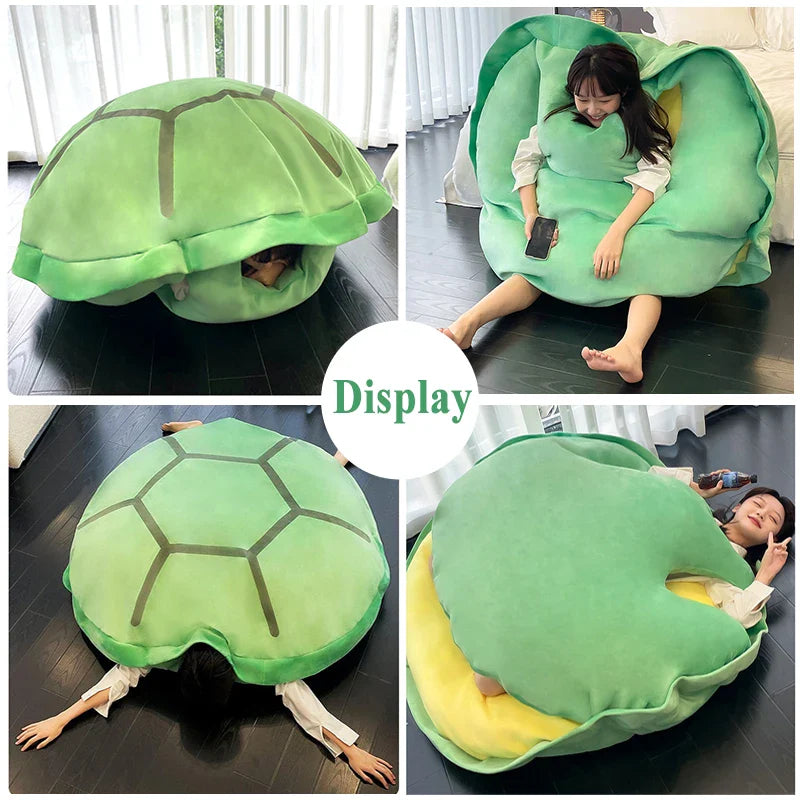 Wearable Turtle Shell Plush Pillow — Soft Stuffed Tortoise Costume Cushion, Funny Plush Toy & Dress-Up Accessory