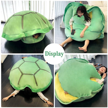 Wearable Turtle Shell Plush Pillow — Soft Stuffed Tortoise Costume Cushion, Funny Plush Toy & Dress-Up Accessory